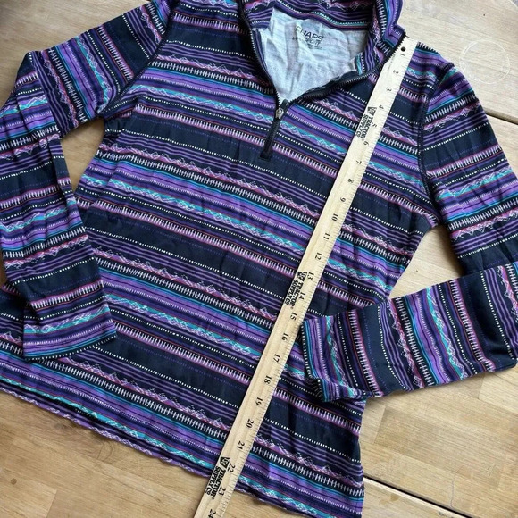 CHAPS SPORT LARGE Purple Multi-Color Striped Zip Mock Neck Western Shirt Jacket - Picture 5 of 10